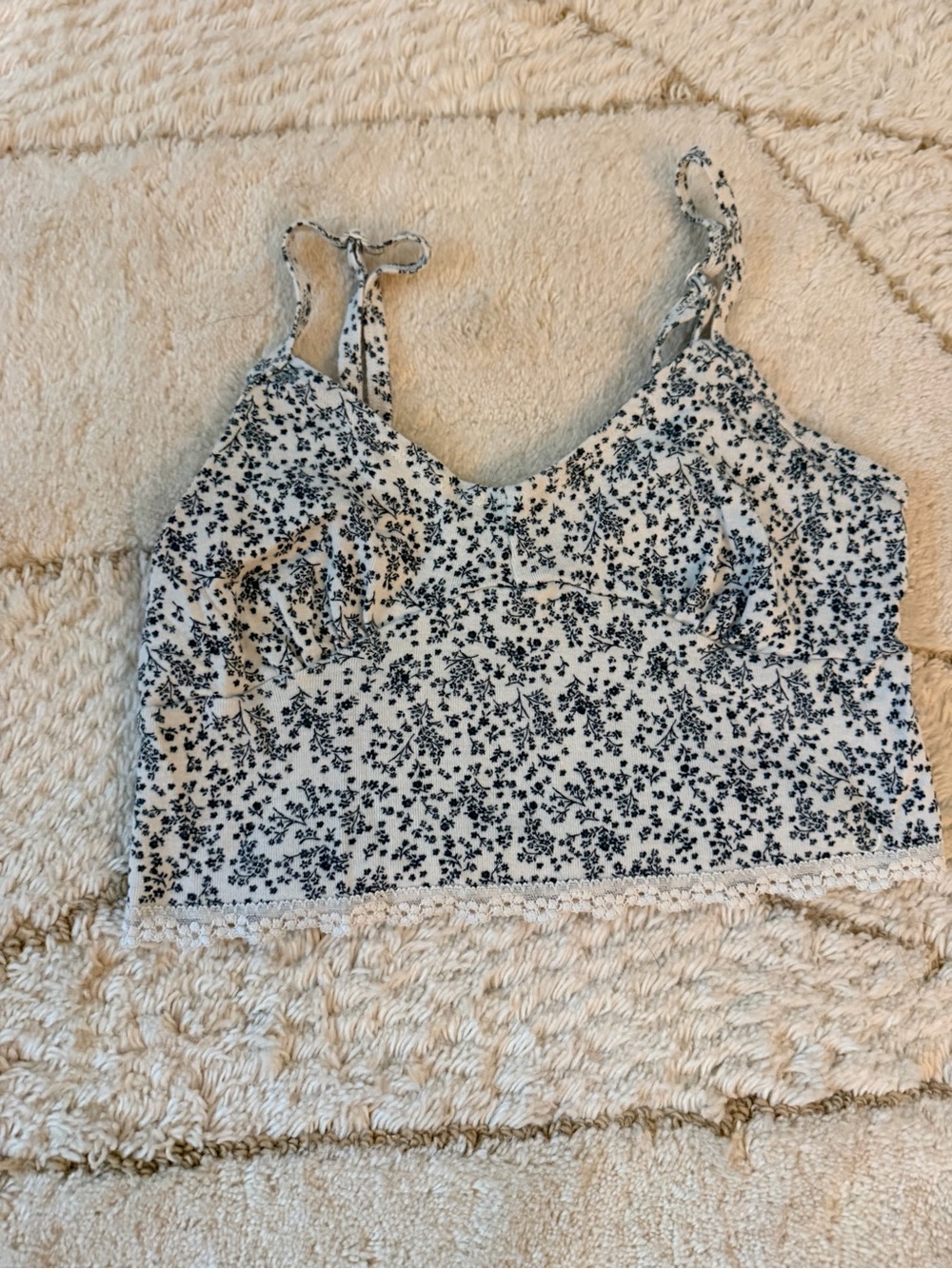 American Eagle Outfitters White Cami Top with Black Floral Print